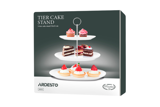 ARDESTO Tier cake stand, 32х32сm, porcelain, white