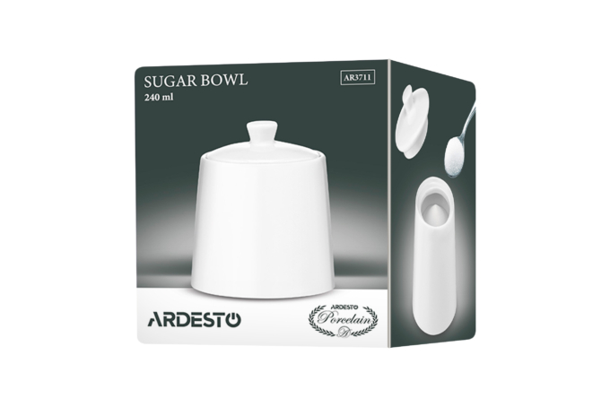 ARDESTO Sugar bowl Imola, 8х8х10.7cm, 240ml, porcelain, white