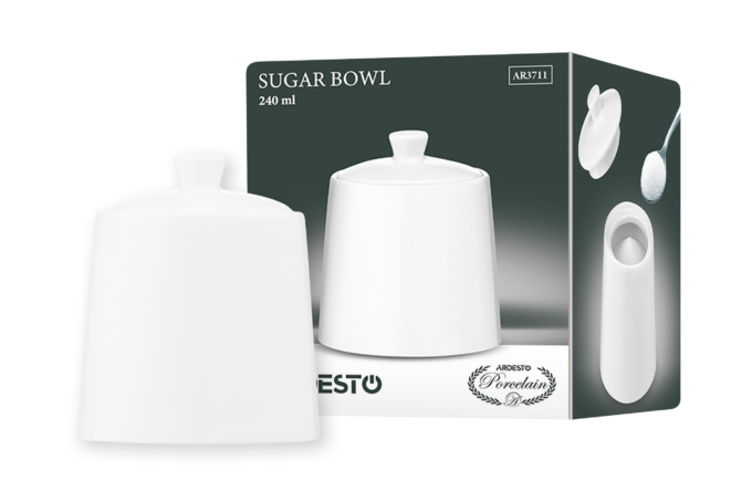 ARDESTO Sugar bowl Imola, 8х8х10.7cm, 240ml, porcelain, white