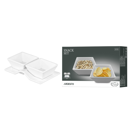 Set for snack ARDESTO, 3pcs, porcelain, white