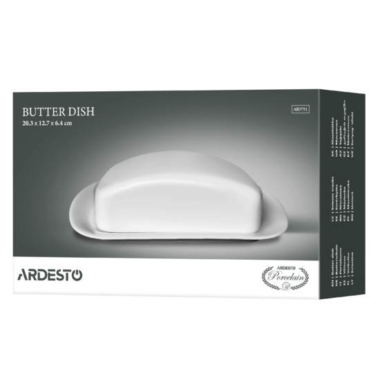 Масленка ARDESTO, 20.3х12.7х6.4см, фарфор, белый