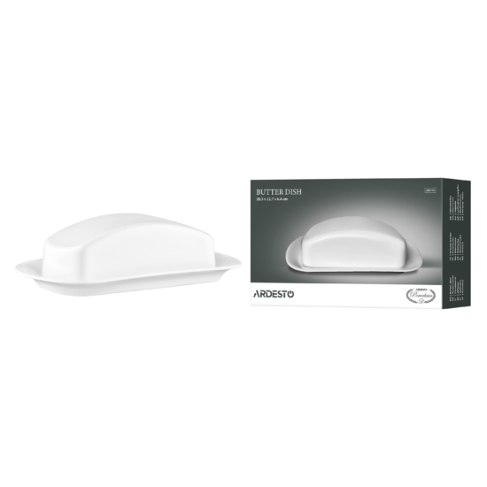 Масленка ARDESTO, 20.3х12.7х6.4см, фарфор, белый