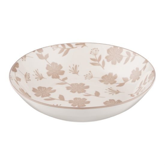 Soup plate ARDESTO Ravenna 790ml, 20cm, porcelain, white-beige