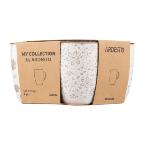 Set of mugs ARDESTO Ravenna 4pcs, 360ml, porcelain, white-beige
