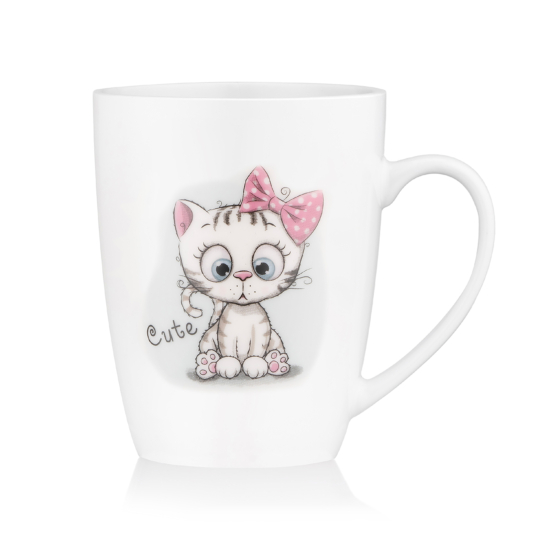 Чашка с ложкой ARDESTO Cute, 320мл, фарфор, нержавеющая сталь, белый