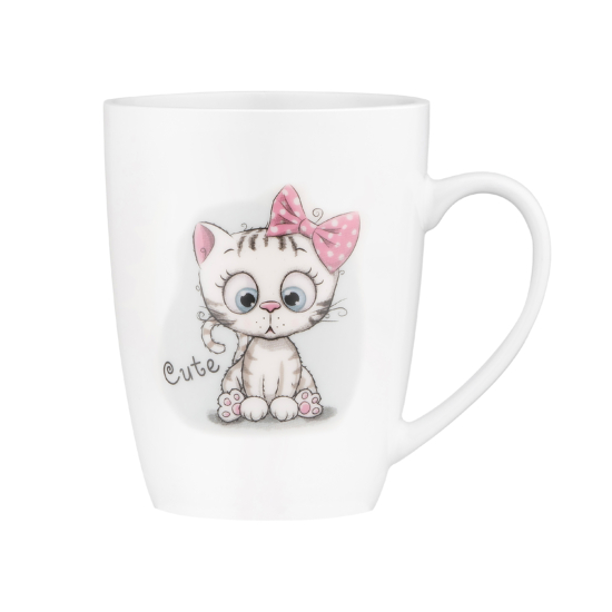 Чашка с ложкой ARDESTO Cute, 320мл, фарфор, нержавеющая сталь, белый