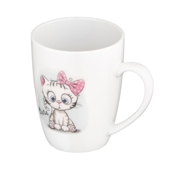 Чашка с ложкой ARDESTO Cute, 320мл, фарфор, нержавеющая сталь, белый