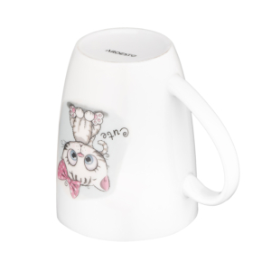 Чашка з ложкою ARDESTO Cute, 320мл, порцеляна, нержавіюча сталь, білий