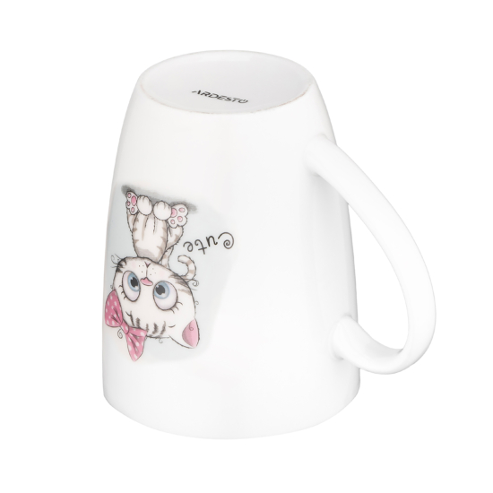 Чашка с ложкой ARDESTO Cute, 320мл, фарфор, нержавеющая сталь, белый