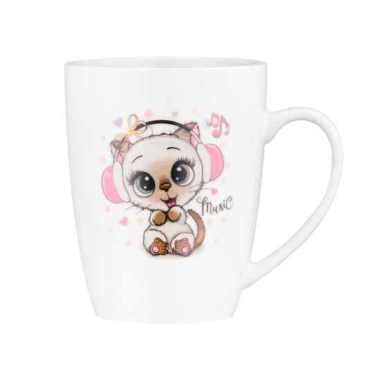 Чашка с ложкой ARDESTO Music, 320мл, фарфор, нержавеющая сталь, белый