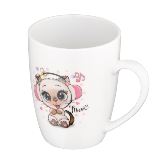 Чашка с ложкой ARDESTO Music, 320мл, фарфор, нержавеющая сталь, белый