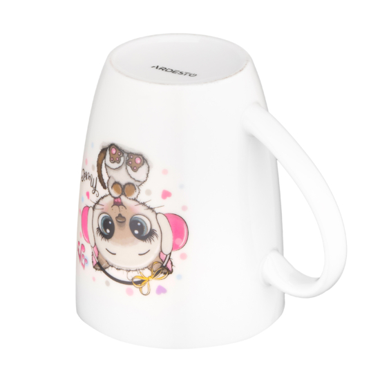 Чашка с ложкой ARDESTO Music, 320мл, фарфор, нержавеющая сталь, белый