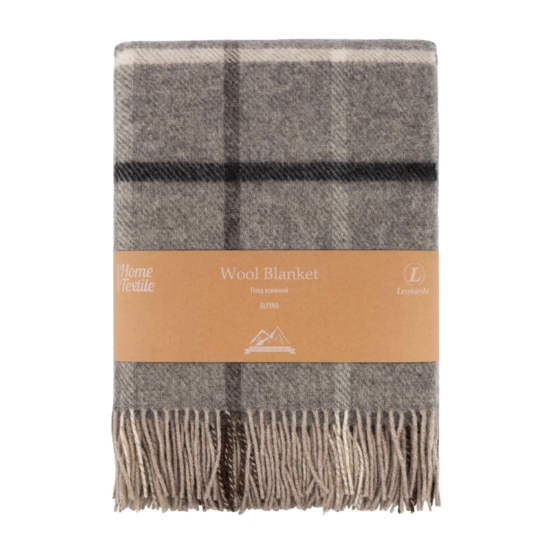 Плед ARDESTO Leonardo Alpina, 140×200 см, 100% шерсть, серый