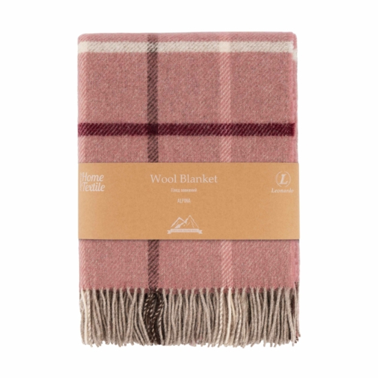 Плед ARDESTO Leonardo Alpina, 140×200см, 100% вовна, рожевий