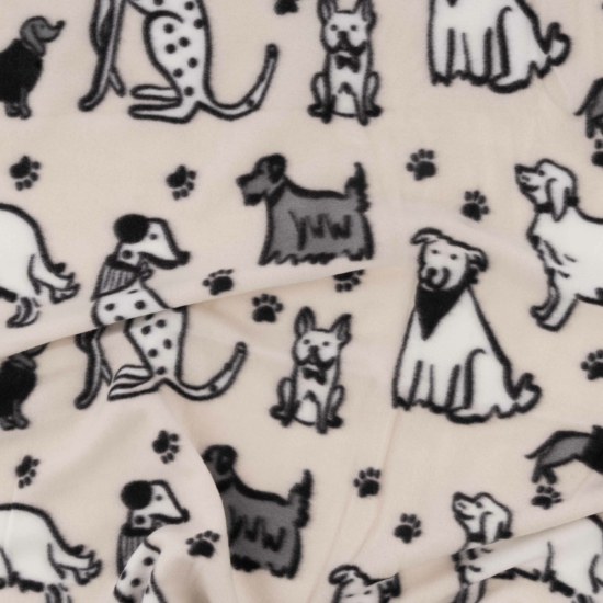 Fleece blanket ARDESTO 130x160cm, 100% polyester, dogs, grey
