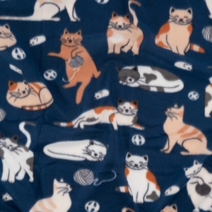 Fleece blanket ARDESTO 130x160cm, 100% polyester, cats, dark blue