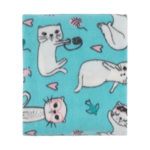 Fleece blanket ARDESTO 130x160cm, 100% polyester, cats, blue