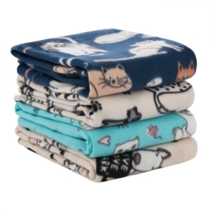 Fleece blanket ARDESTO 130x160cm, 100% polyester, cats, blue