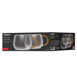 Set of cups ARDESTO Dew 350ml, 4pcs, borosilicate glass, transparent