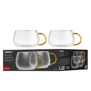 Set of cups ARDESTO Dew 350ml, 4pcs, borosilicate glass, transparent