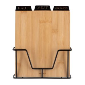 Cutting board set with stand ARDESTO Midori, 3pcs, 23.5х7.5х27cm, bamboo, metal
