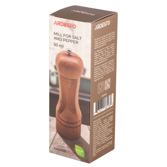 Salt and pepper Mill ARDESTO Midori, 50ml, bamboo, stainless steel