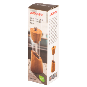 Salt and pepper Mill ARDESTO Midori, 50ml, bamboo, stainless steel