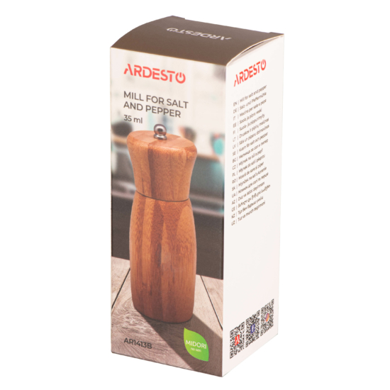 Salt and pepper Mill ARDESTO Midori, 35ml, bamboo, stainless steel