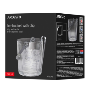 Ice bucket with clip ARDESTO Iceberg 980ml, glass, transparent