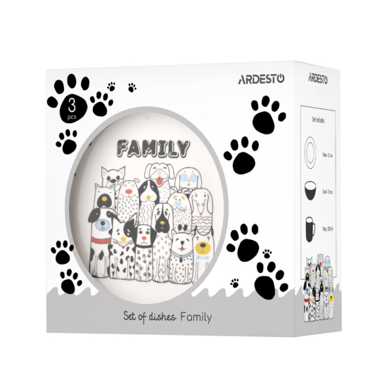 Set of dishes ARDESTO Family 3pcs, new bone china