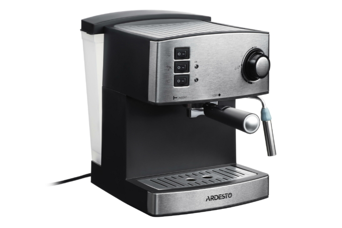 Coffee maker ARDESTO carob Steel Collection 1.6l, ground, hand capuchino maker, silver-black