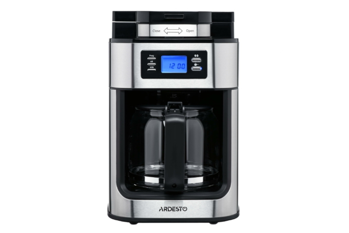 Coffee maker ARDESTO drip Steel Collection 1.2l, ground + beans, display, silver-black