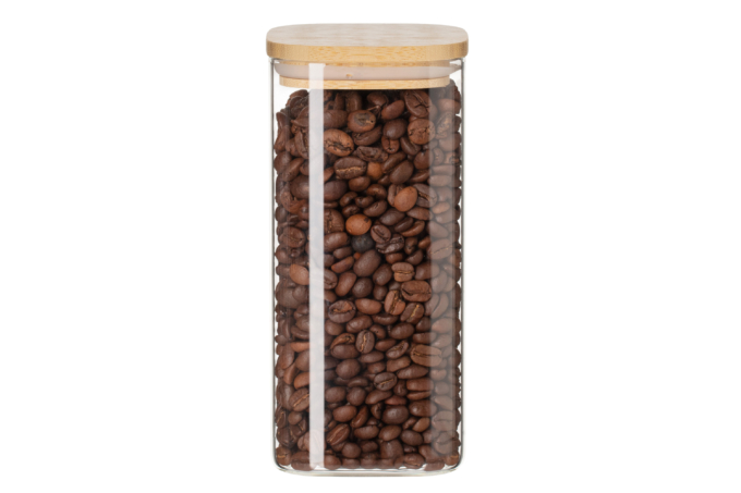 Банка для хранения ARDESTO Midori 700мл, стекло, бамбук, квадратная, прозрачный