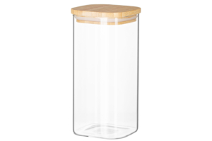 Jar ARDESTO Midori 700ml, glass, bamboo, square, transparent