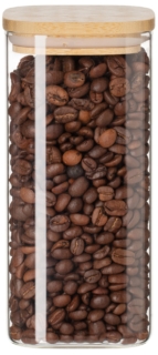 Банка для хранения ARDESTO Midori 700мл, стекло, бамбук, квадратная, прозрачный