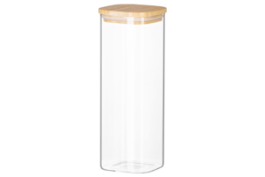 Jar ARDESTO Midori 1000ml, glass, bamboo, square, transparent