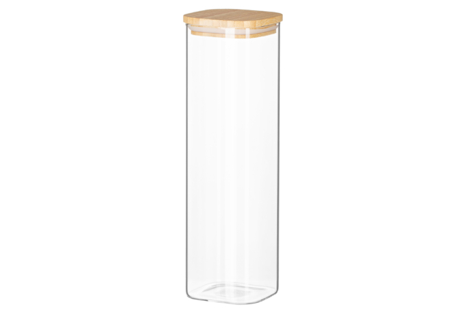 Jar ARDESTO Midori 1300ml, glass, bamboo, square, transparent