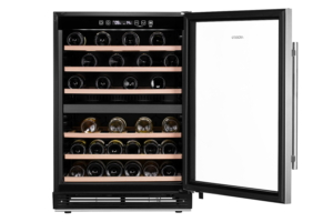 Холодильник ARDESTO вбудований для вина, 87×59.5х59.5, мороз.відд.-137л, зон – 2, бут-44, ST, диспл внутр., нерж