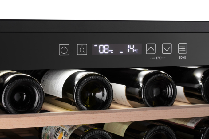 Холодильник ARDESTO вбудований для вина, 87×59.5х59.5, мороз.відд.-137л, зон – 2, бут-44, ST, диспл внутр., нерж