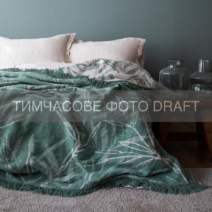 Blanket ARDESTO  Leonardo 200х220cm, 50% cotton, 30% polyester, 20% acrylic, leaves, green
