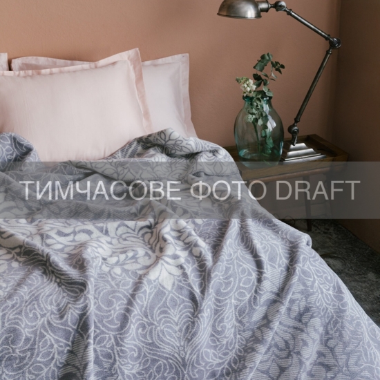 Blanket ARDESTO Leonardo 200х220cm, 50% cotton, 30% polyester, 20% acrylic, monogram, grey