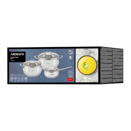 Cookware set ARDESTO Gemini Liguria, 6pcs, stainless steel