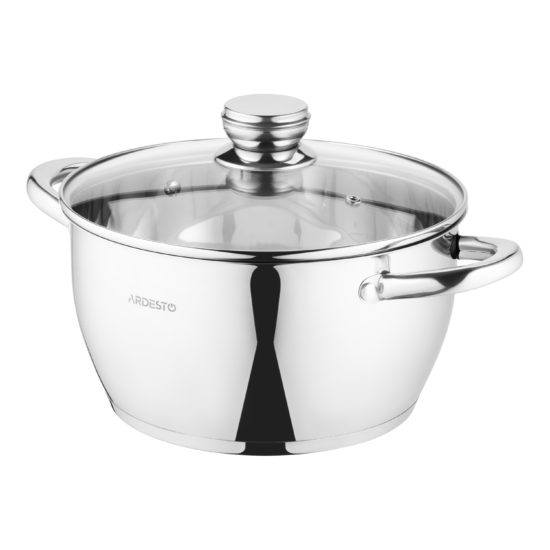 Casserole with glass lid ARDESTO Gemini Lucca, 5.5l, stainless steel