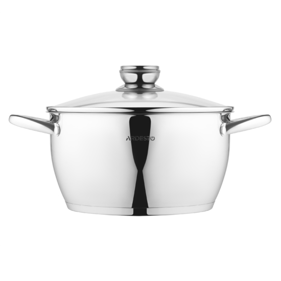 Casserole with glass lid ARDESTO Gemini Lucca, 5.5l, stainless steel