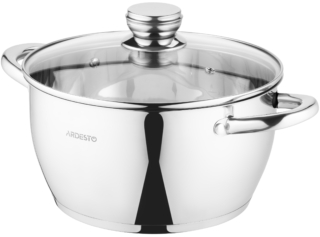 Casserole with glass lid ARDESTO Gemini Lucca, 5.5l, stainless steel