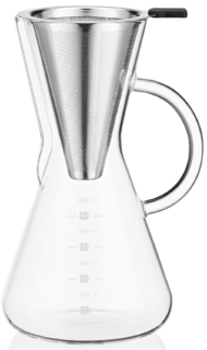 Кемекс для заваривания кофе с фильтром ARDESTO Black Mars 600мл, боросиликатное стекло, нержавеющая сталь, прозрачный