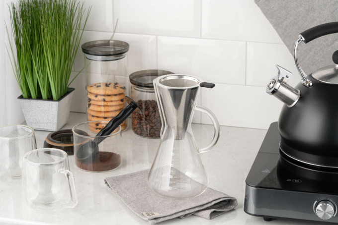 Кемекс для заваривания кофе с фильтром ARDESTO Black Mars 600мл, боросиликатное стекло, нержавеющая сталь, прозрачный