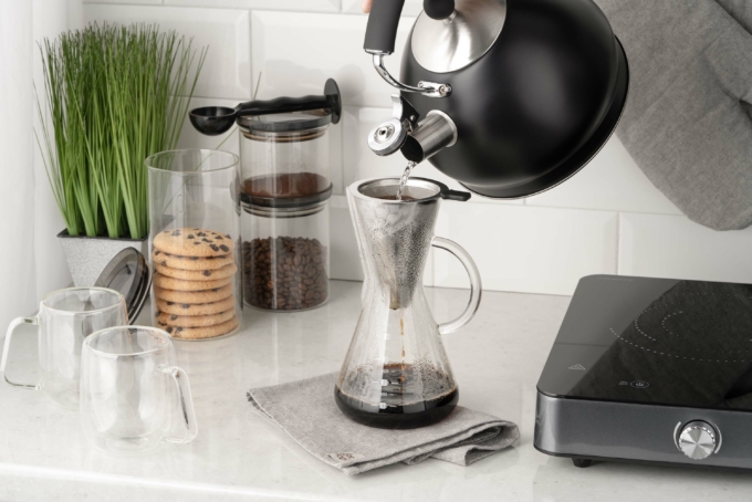 Кемекс для заваривания кофе с фильтром ARDESTO Black Mars 600мл, боросиликатное стекло, нержавеющая сталь, прозрачный