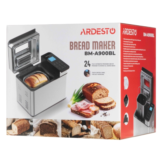 Bread maker ARDESTO 650W, programs-24, max weight -1kg, form-rectangle, stain. steel, silver