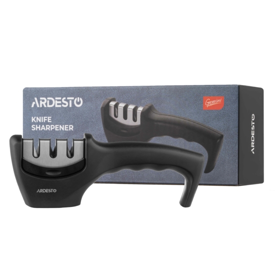 Knife sharpener ARDESTO Gemini, 20.5×5.5×7.5cm, tugston alloy, plastic, black